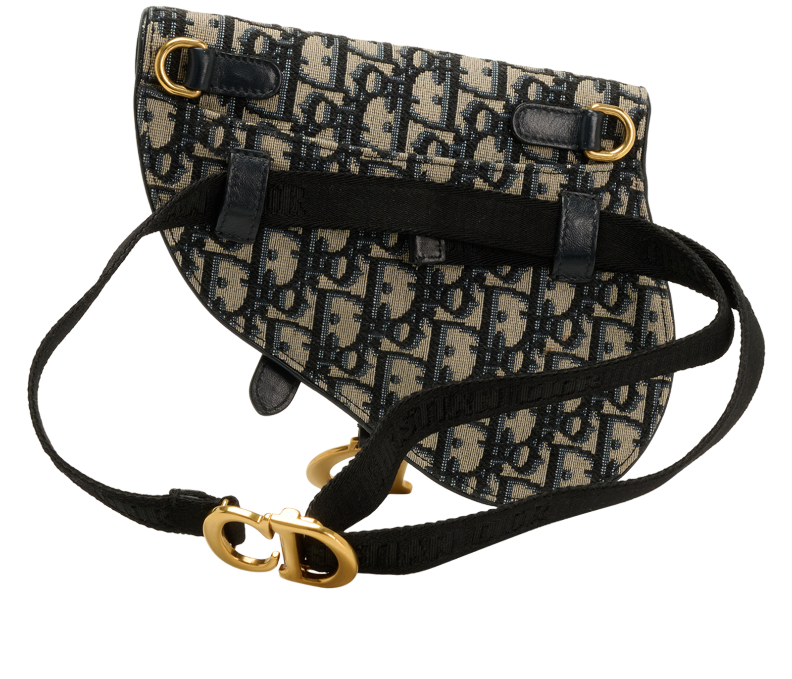 Saddle Belt Bag, &pound;550, Handbags, Beige/Navy, Canvas, Back view